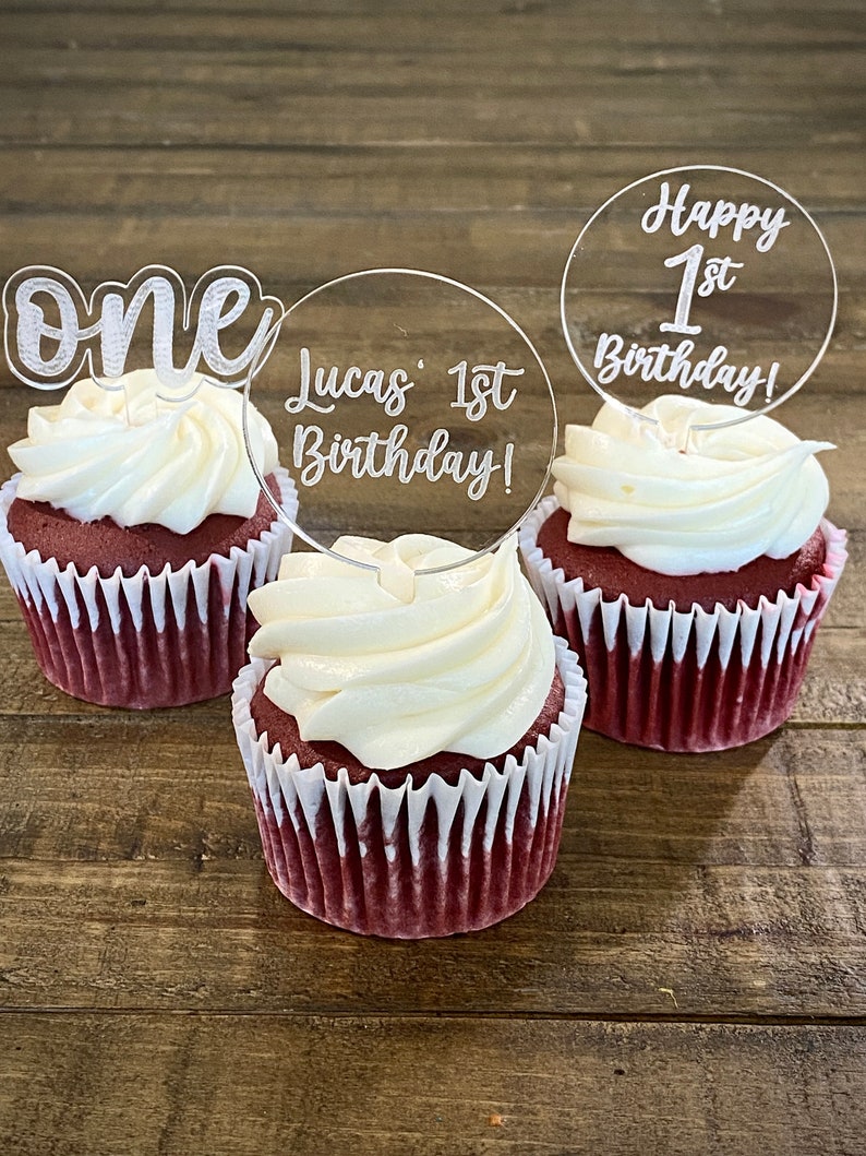 Custom Birthday Cupcake Toppers with multiple design and customization options, perfect for adding a personalized touch to your birthday celebration. Choose from a variety of styles and personalize with names, ages, or themes to make your cupcakes stand out and fit the occasion.