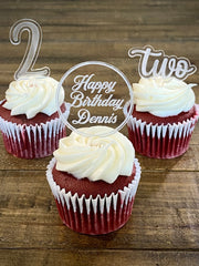 Custom Birthday Cupcake Toppers with multiple design and customization options, perfect for adding a personalized touch to your birthday celebration. Choose from a variety of styles and personalize with names, ages, or themes to make your cupcakes stand out and fit the occasion.