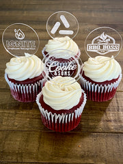 Custom Cupcake Toppers for businesses or corporate events, personalized with logos, branding, or event details. Perfect for adding a professional touch to your corporate celebrations, product launches, or promotional events, these toppers make a memorable impression and reinforce your brand identity.