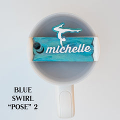 Gymnastics Themed Tumbler Name Tag, perfect for personalizing your Stanley Tumbler with a unique design. A great way to add a personal touch to your tumbler while showing off your love for gymnastics, making it both functional and stylish.