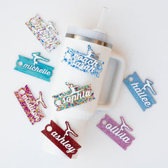 Gymnastics Themed Tumbler Name Tag, perfect for personalizing your Stanley Tumbler with a unique design. A great way to add a personal touch to your tumbler while showing off your love for gymnastics, making it both functional and stylish.