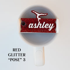 Gymnastics Themed Tumbler Name Tag, perfect for personalizing your Stanley Tumbler with a unique design. A great way to add a personal touch to your tumbler while showing off your love for gymnastics, making it both functional and stylish.