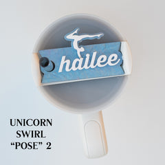 Gymnastics Themed Tumbler Name Tag, perfect for personalizing your Stanley Tumbler with a unique design. A great way to add a personal touch to your tumbler while showing off your love for gymnastics, making it both functional and stylish.