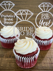 Engagement Themed Acrylic Dessert Topper Set