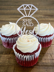 Engagement Themed Acrylic Dessert Topper Set