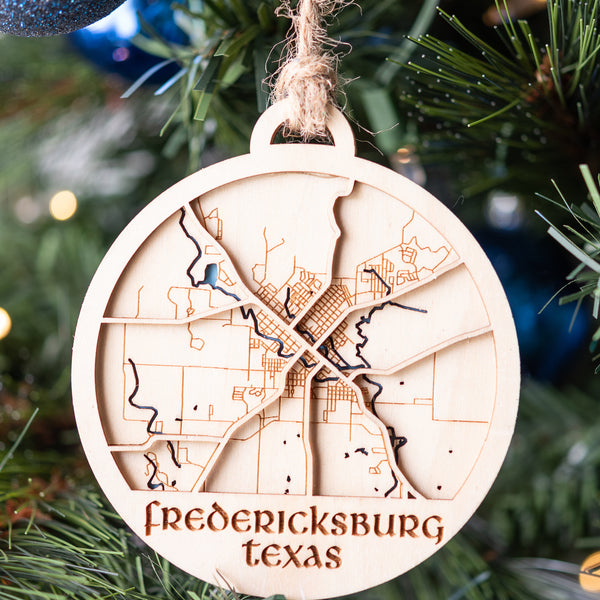 Texas Hill Country Map Ornament - 3D maps of Texas Hill Country Towns and Destinations