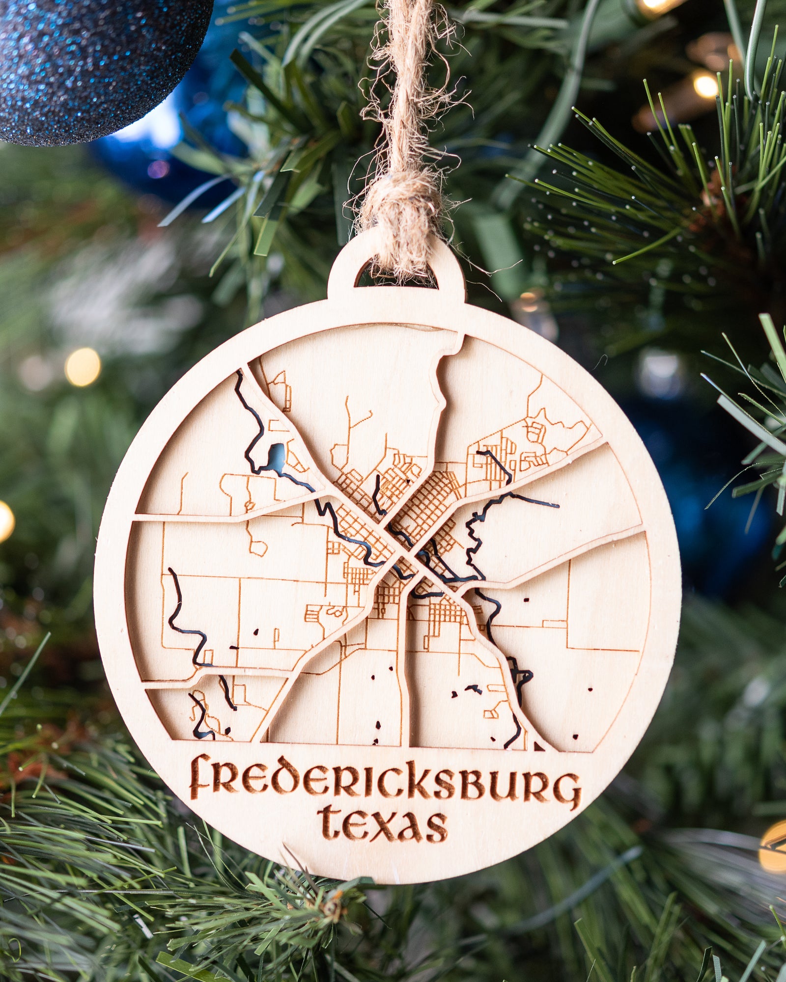 Texas Hill Country Map Ornament - 3D maps of Texas Hill Country Towns and Destinations