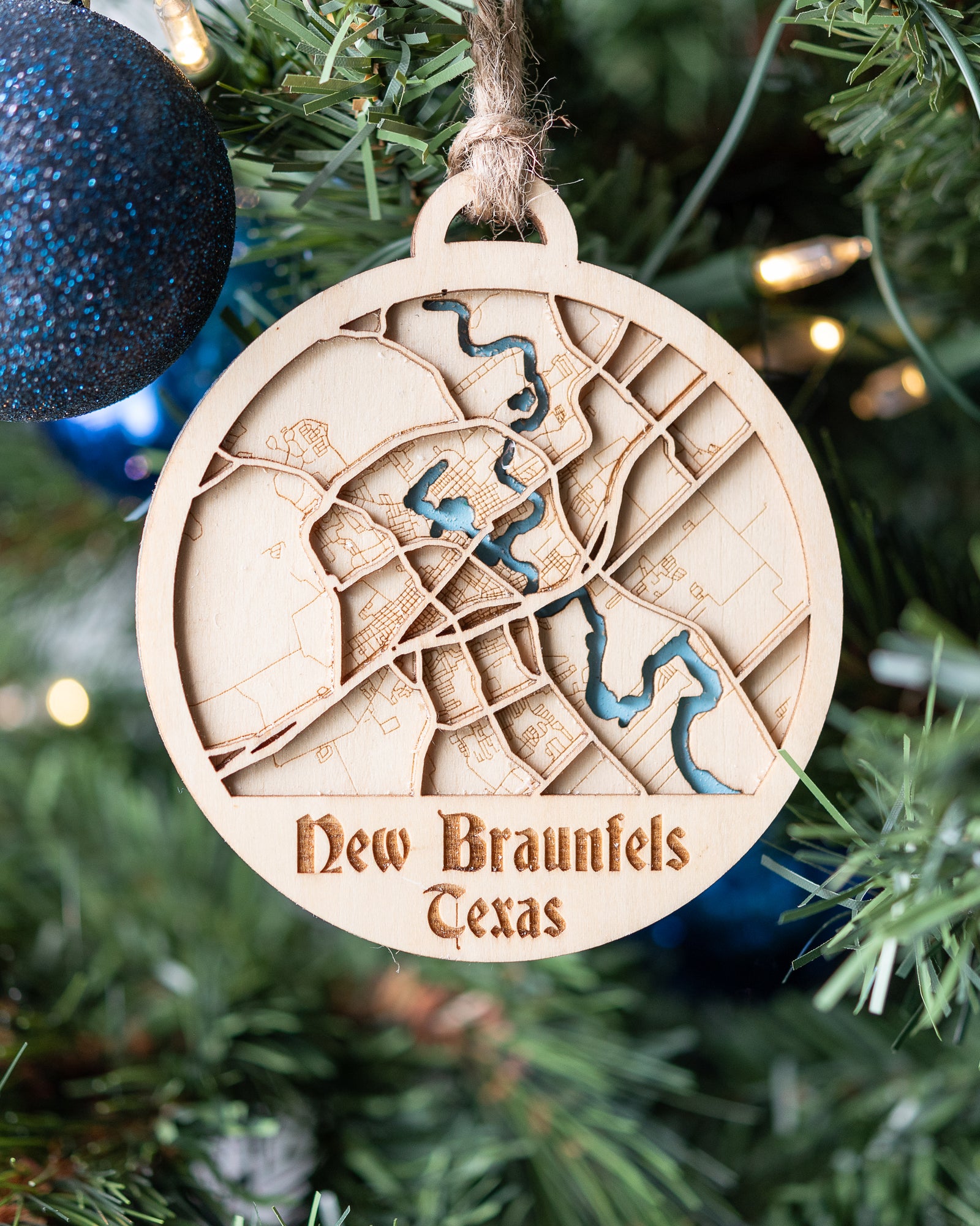 Texas Hill Country Map Ornament - 3D maps of Texas Hill Country Towns and Destinations