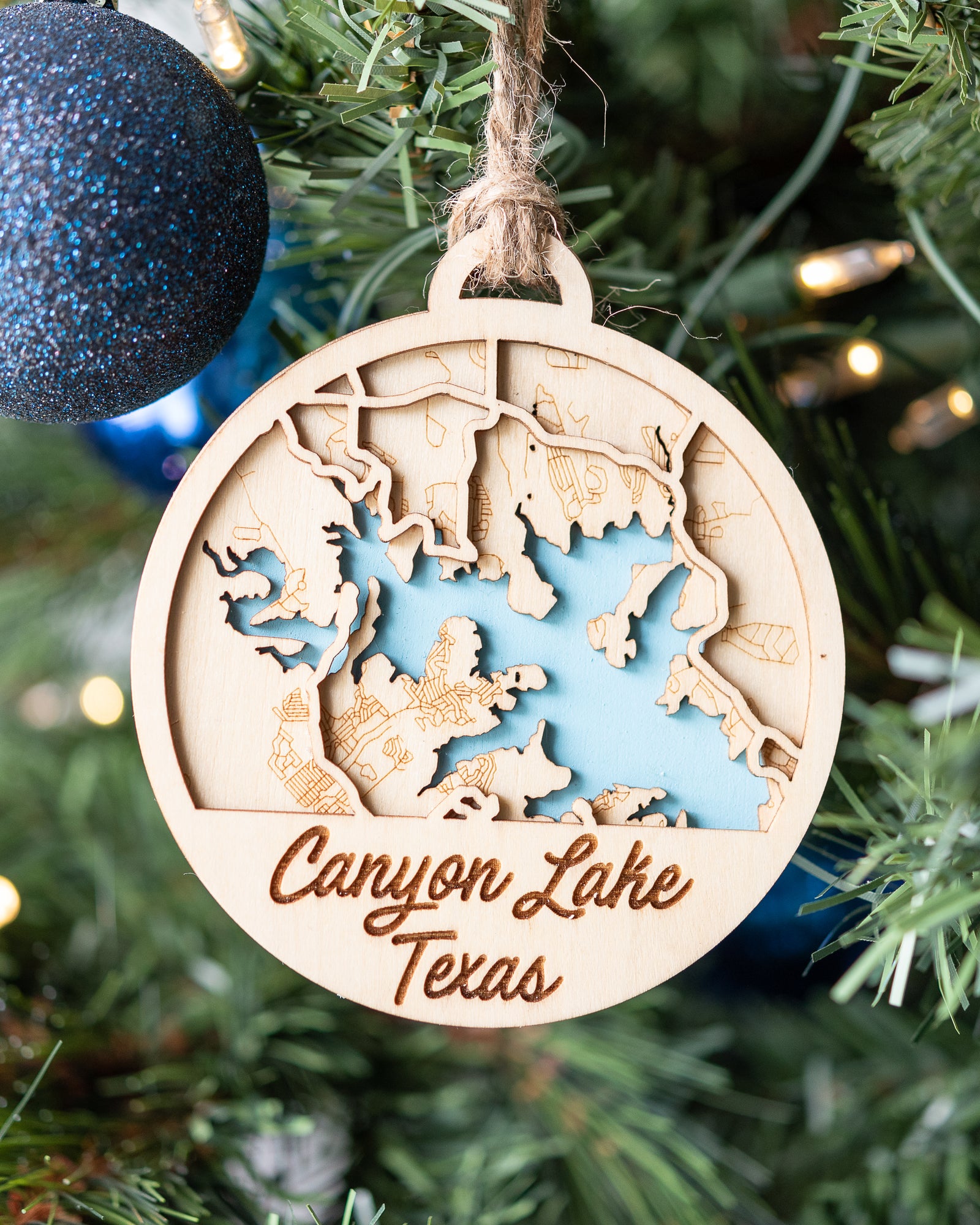 Texas Hill Country Map Ornament - 3D maps of Texas Hill Country Towns and Destinations