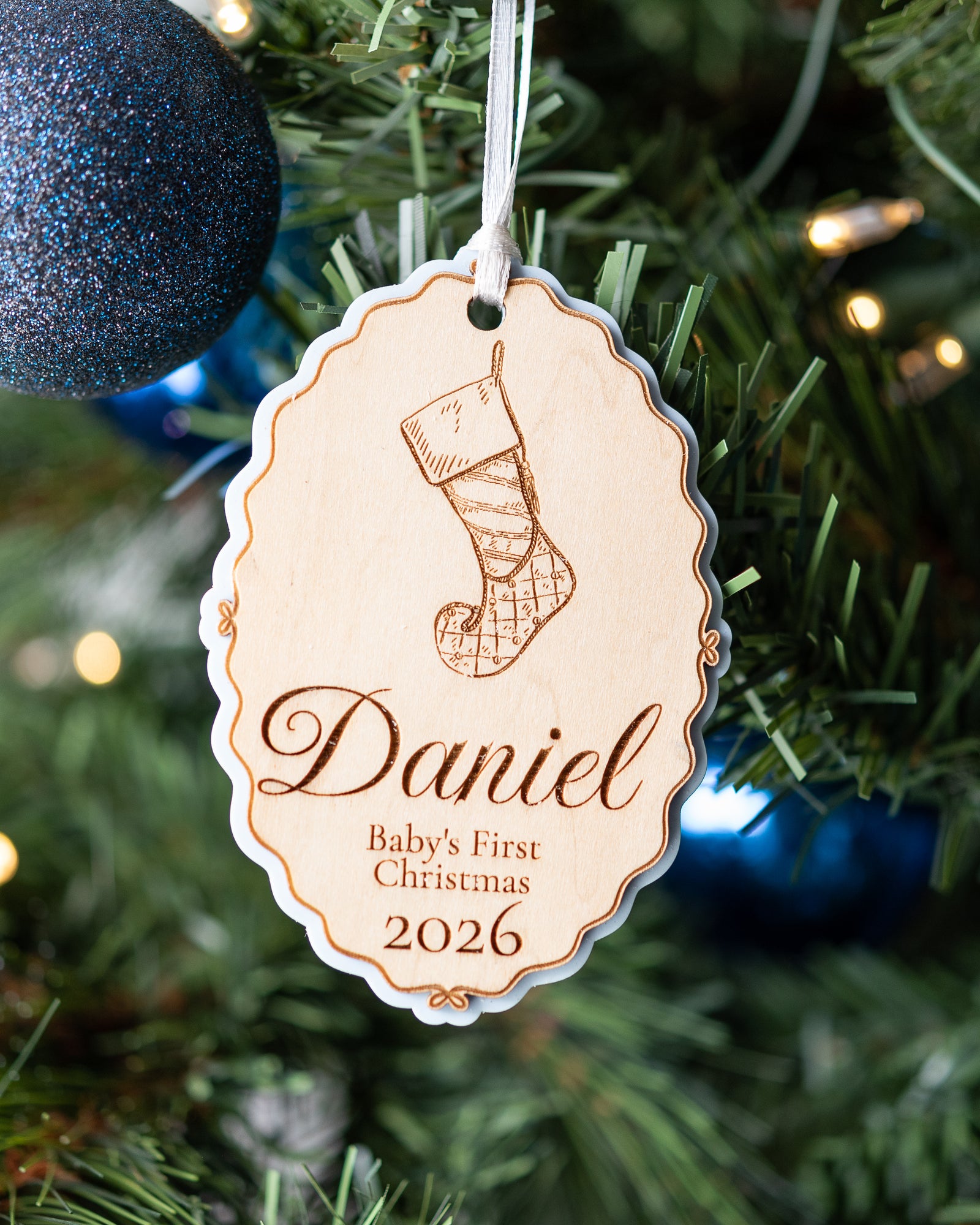 Baby's First Christmas - Wood and Acrylic Ornament