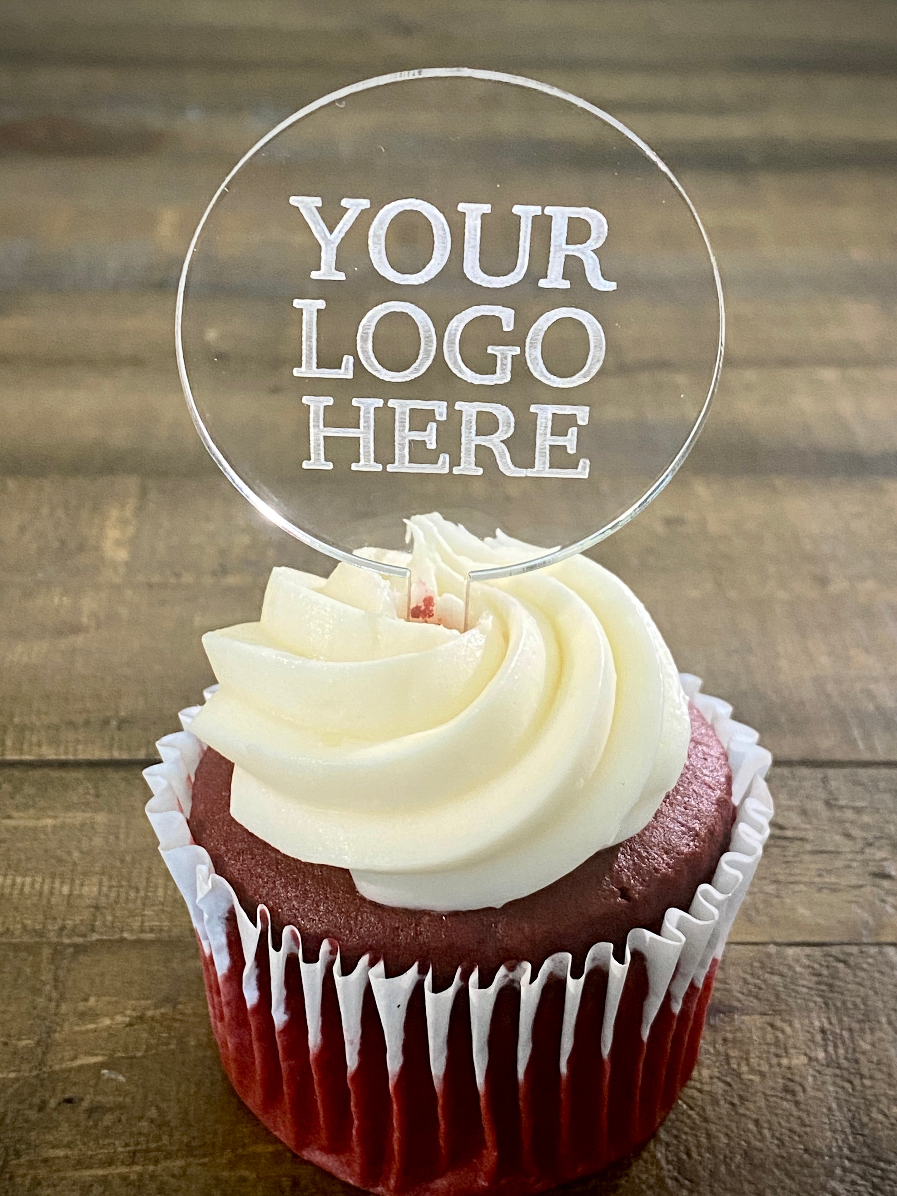 Custom Cupcake Toppers for businesses or corporate events, personalized with logos, branding, or event details. Perfect for adding a professional touch to your corporate celebrations, product launches, or promotional events, these toppers make a memorable impression and reinforce your brand identity.