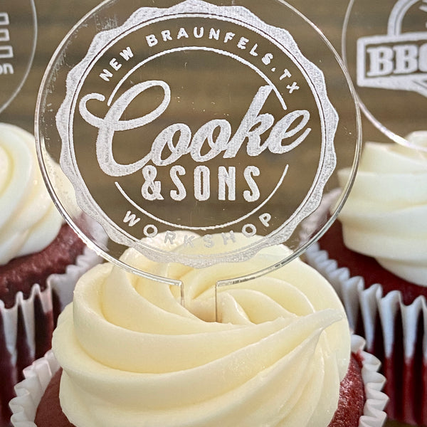 Custom Cupcake Toppers for businesses or corporate events, personalized with logos, branding, or event details. Perfect for adding a professional touch to your corporate celebrations, product launches, or promotional events, these toppers make a memorable impression and reinforce your brand identity.
