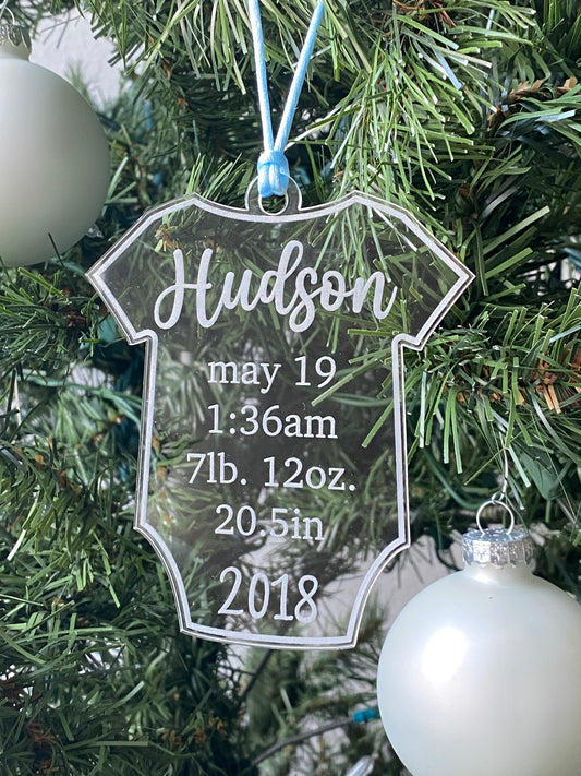 Acrylic New Baby Details Christmas Ornament