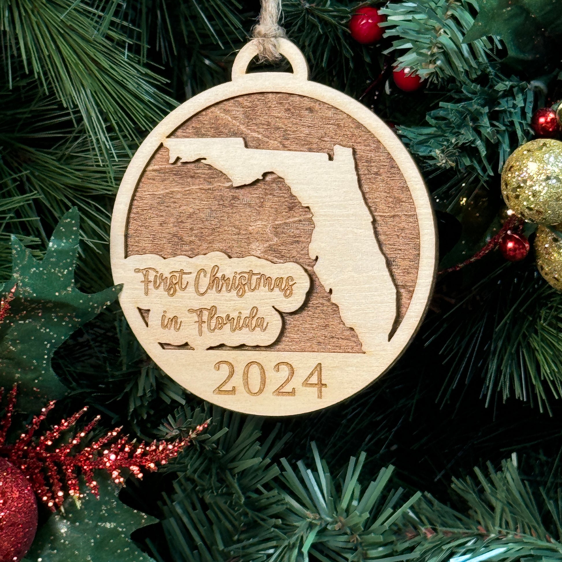 Florida Shaped Christmas Ornament. Ornament for first Christmas in Florida. House warming gift for someone who moved to florida