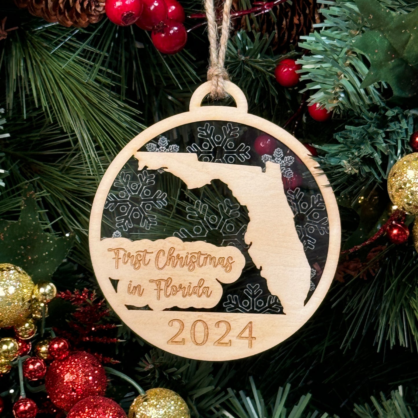 Florida Shaped Christmas Ornament. Ornament for first Christmas in Florida. House warming gift for someone who moved to florida