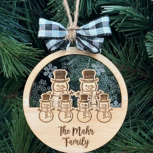 Personalized Snowman Family Ornament
