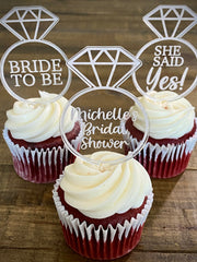 Engagement Themed Acrylic Dessert Topper Set
