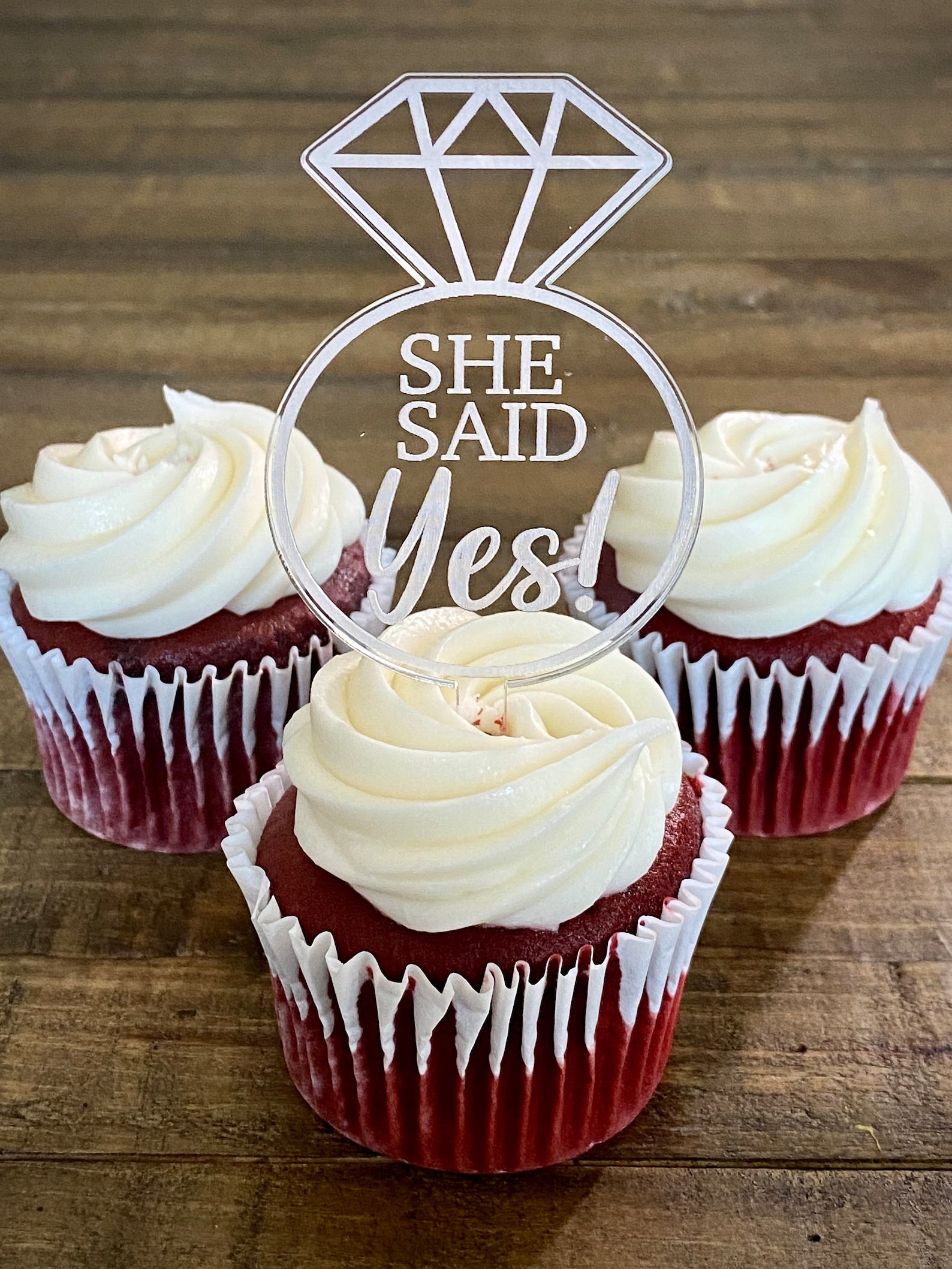 Engagement Themed Acrylic Dessert Topper Set
