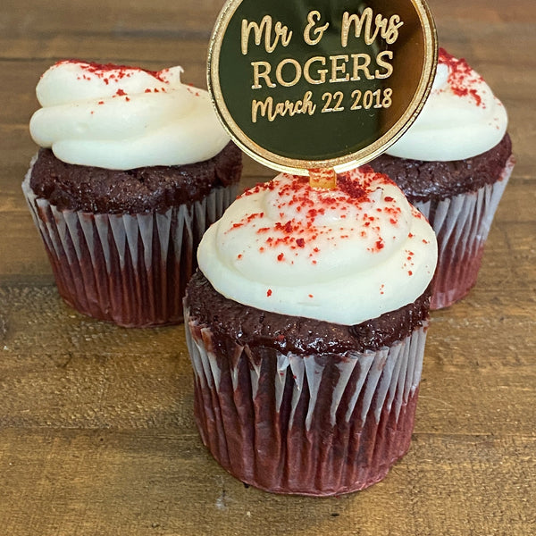 Mirrored Wedding Themed Acrylic Dessert Topper Set
